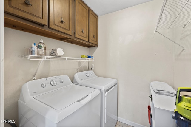 4245 Maplewood St, Kingsport, TN 37660 - clothes washing area with cabinet space, washing machine and dryer, and baseboards