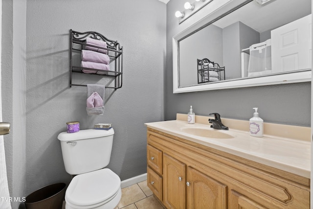 4245 Maplewood St, Kingsport, TN 37660 - full bathroom with a shower with shower curtain, toilet, tile patterned flooring, and vanity