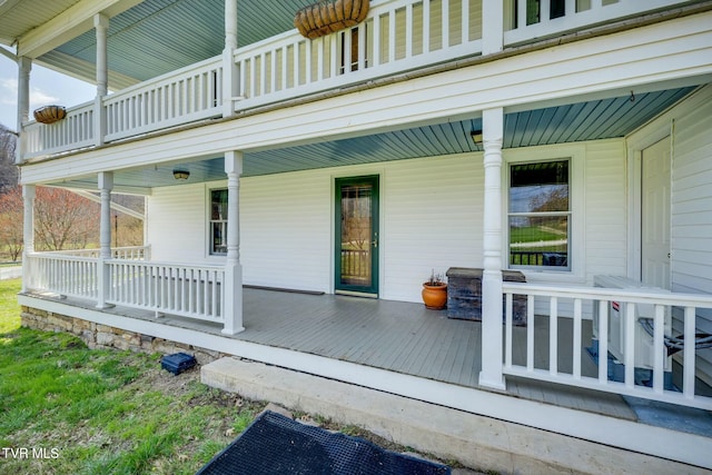 deck with a porch