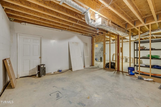 view of unfinished basement