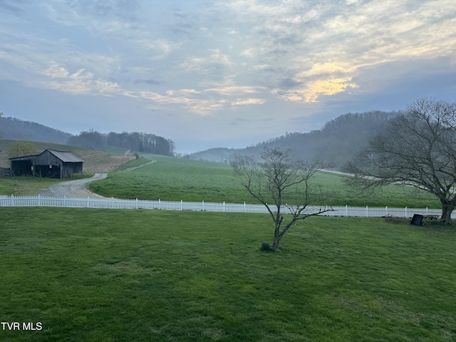 mountain view with a rural view