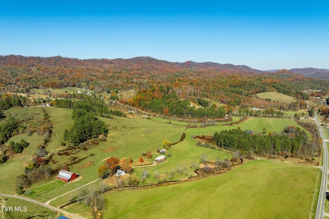 birds eye view of property featuring a mountain view