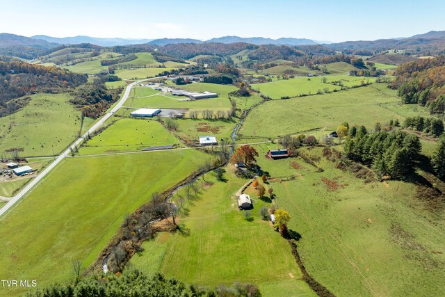 aerial view with a rural view and a mountain view