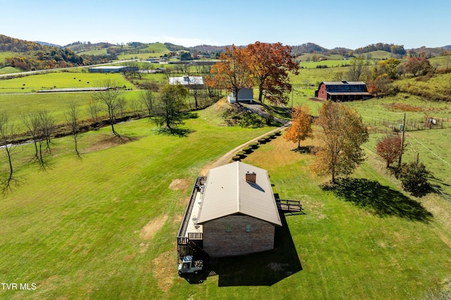 aerial view with a rural view and a mountain view