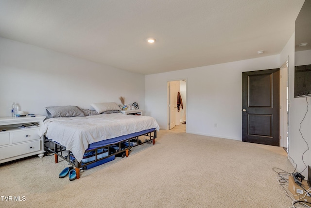 1205 Stamp Lodge Rd, Kingsport, TN 37660 - bedroom featuring baseboards, ensuite bathroom, recessed lighting, and light colored carpet