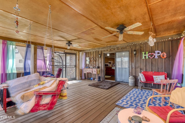 23324 Denton Valley Rd, Abingdon, VA 24211 - sunroom / solarium featuring wood-type flooring, a ceiling fan, and a healthy amount of sunlight