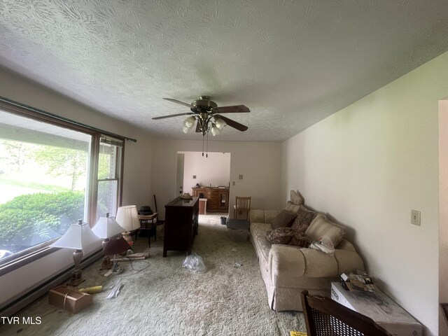 4235 Kiser Rd, Coeburn, VA 24230 - carpeted living area featuring ceiling fan and a textured ceiling