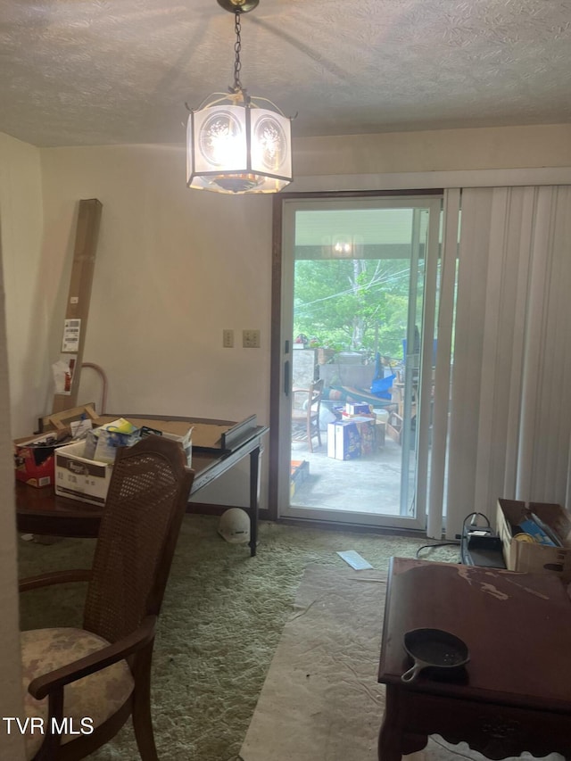 4235 Kiser Rd, Coeburn, VA 24230 - carpeted dining room with a textured ceiling