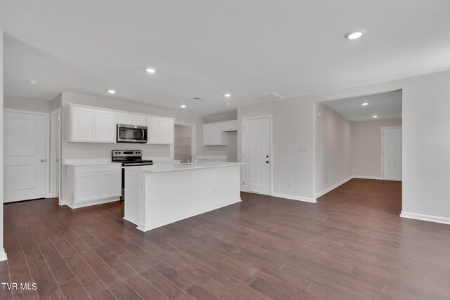 1122 Aspen Ter, Greeneville, TN 37745 - kitchen featuring recessed lighting, white cabinets, dark wood-type flooring, and stainless steel appliances
