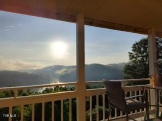 balcony with a mountain view