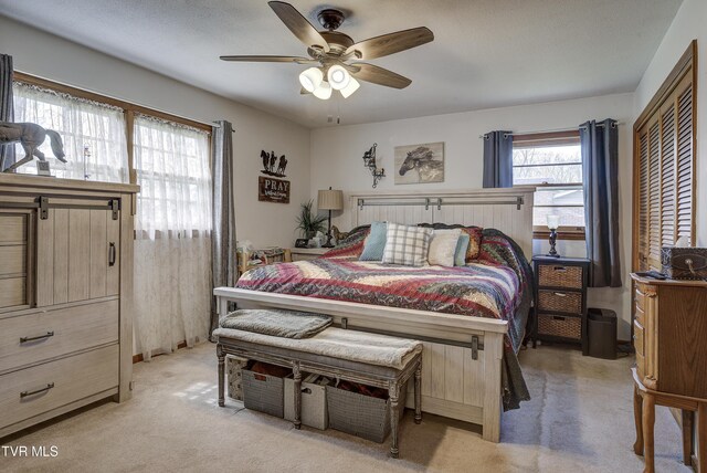 216 Nelson Ave, Piney Flats, TN 37686 - bedroom featuring a ceiling fan and light carpet
