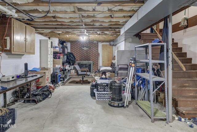 216 Nelson Ave, Piney Flats, TN 37686 - unfinished basement with stairs and concrete block wall