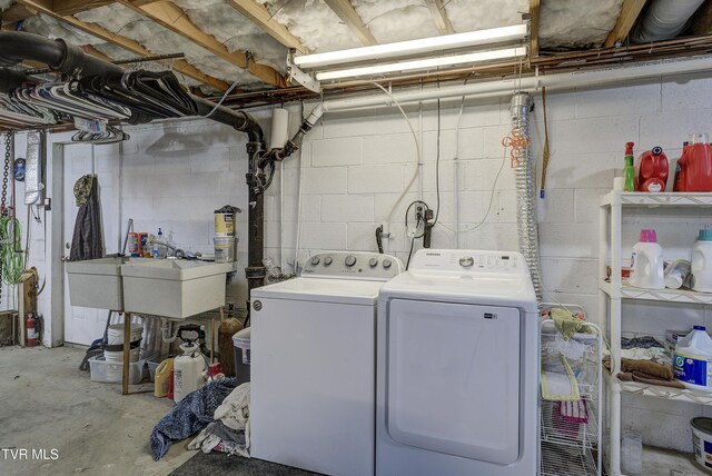 216 Nelson Ave, Piney Flats, TN 37686 - laundry room with a sink, laundry area, and separate washer and dryer