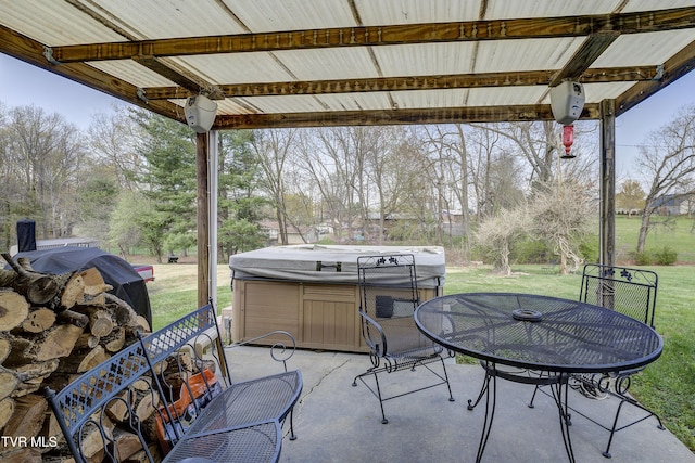 216 Nelson Ave, Piney Flats, TN 37686 - view of patio / terrace featuring outdoor dining area and a hot tub