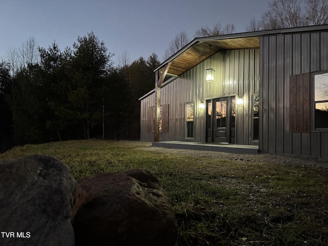 exterior space featuring board and batten siding