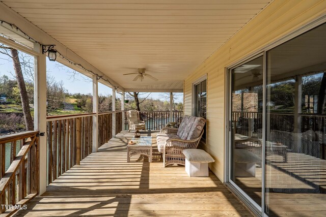 403 Deerlick Rd, Piney Flats, TN 37686 - wooden terrace with ceiling fan