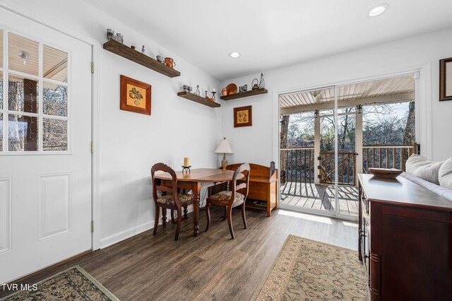 403 Deerlick Rd, Piney Flats, TN 37686 - dining space with recessed lighting, baseboards, and wood finished floors