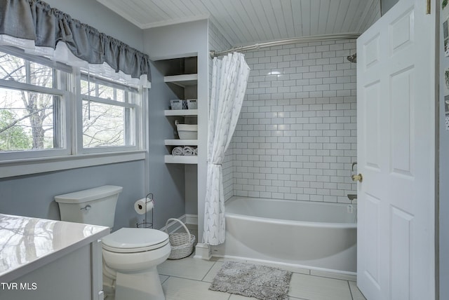 5744 Orebank Rd, Kingsport, TN 37664 - full bath featuring tile patterned floors, toilet, vanity, and shower / bath combination with curtain