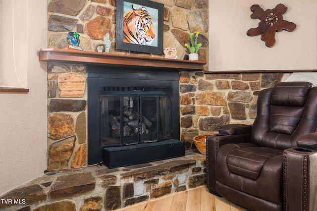 166 Lonesome Dove Ln, Elizabethton, TN 37643 - room details with a stone fireplace and wood finished floors