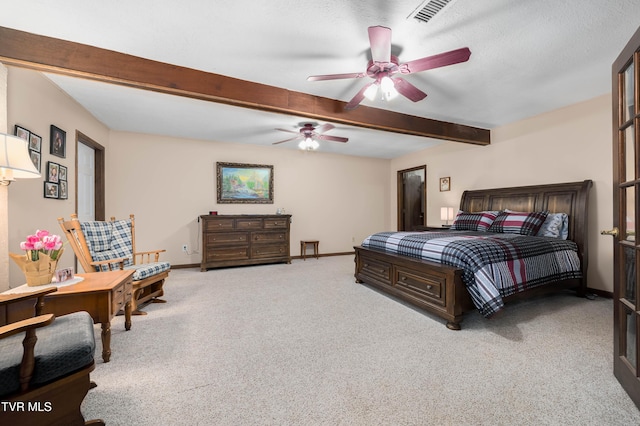 166 Lonesome Dove Ln, Elizabethton, TN 37643 - carpeted bedroom with beamed ceiling, baseboards, and visible vents