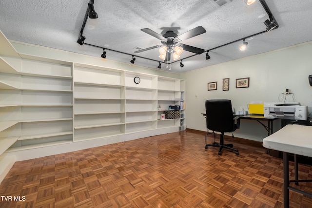 166 Lonesome Dove Ln, Elizabethton, TN 37643 - home office with ceiling fan, baseboards, and a textured ceiling