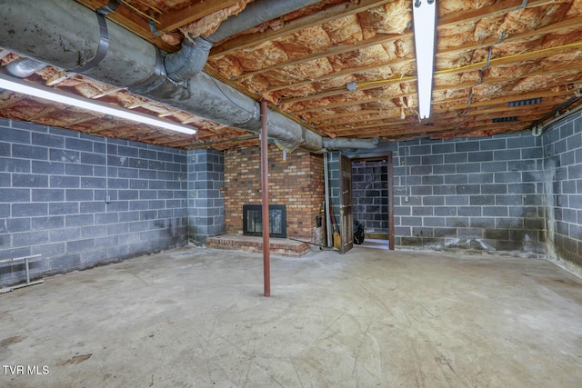 view of unfinished basement
