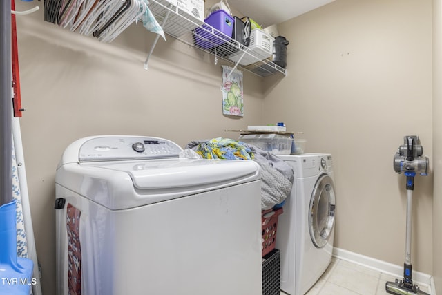 253 Crockett Dr Unit 253, Church Hill, TN 37642 - washroom featuring light tile patterned floors, baseboards, washer and dryer, and laundry area