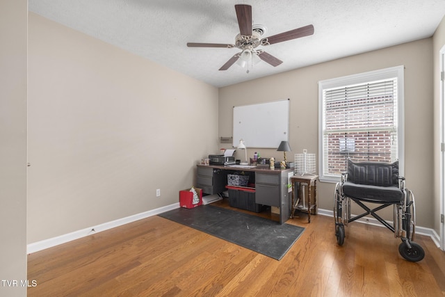 253 Crockett Dr Unit 253, Church Hill, TN 37642 - home office featuring a textured ceiling, wood finished floors, baseboards, and a ceiling fan