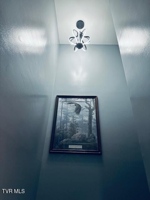 details with a chandelier