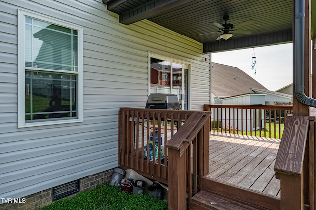 1177 Lemongrass Dr, Jonesborough, TN 37659 - deck with a grill and a ceiling fan