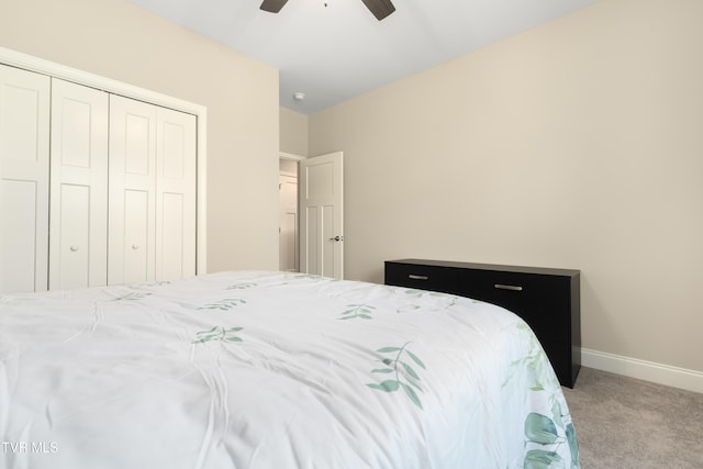 1177 Lemongrass Dr, Jonesborough, TN 37659 - bedroom with a closet, baseboards, carpet flooring, and ceiling fan