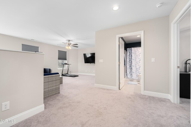 1177 Lemongrass Dr, Jonesborough, TN 37659 - living room with carpet flooring, ceiling fan, baseboards, and recessed lighting