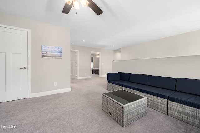1177 Lemongrass Dr, Jonesborough, TN 37659 - living area with ceiling fan, recessed lighting, carpet, and baseboards