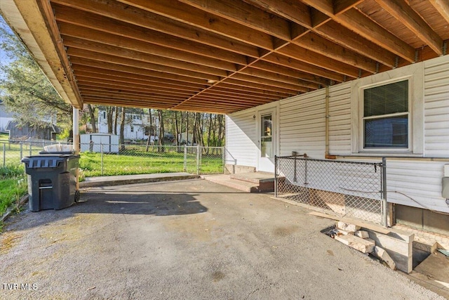 2510 Shelby St, Bristol, TN 37620 - view of patio with fence, an outdoor structure, an attached carport, and a shed
