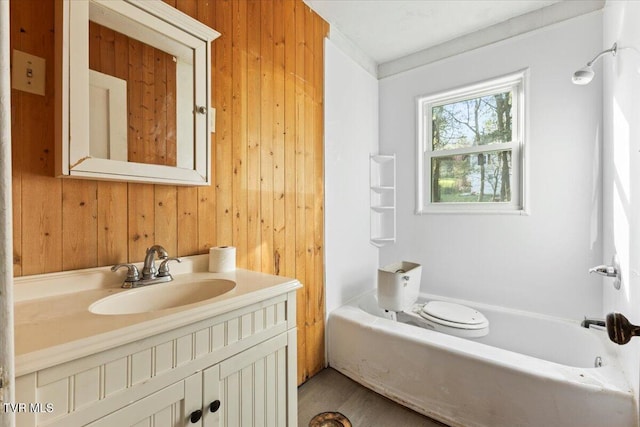 2510 Shelby St, Bristol, TN 37620 - full bathroom with a tub to relax in, wood walls, and vanity