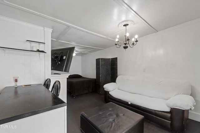 interior space with a chandelier