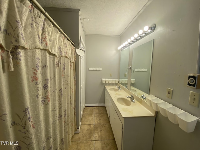 158 Taylortown Rd, Johnson City, TN 37601 - full bathroom featuring tile patterned flooring, a textured ceiling, a sink, and ornamental molding