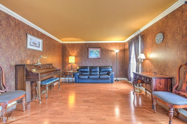 216 Forest Hills Dr, Bristol, TN 37620 - living area with baseboards, ornamental molding, and wood finished floors