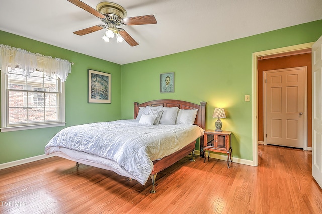 216 Forest Hills Dr, Bristol, TN 37620 - bedroom featuring light wood-style floors, ceiling fan, and baseboards