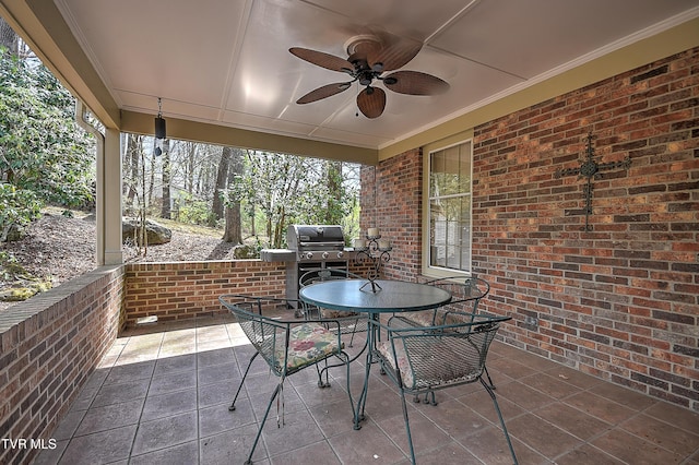 216 Forest Hills Dr, Bristol, TN 37620 - view of patio / terrace featuring outdoor dining area, a grill, and a ceiling fan