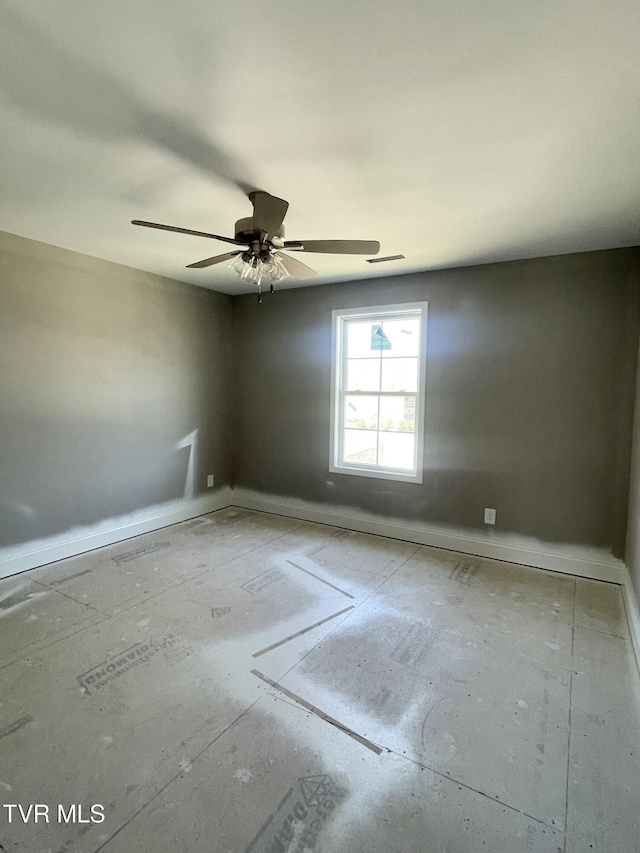 4076 Maize Pl, Piney Flats, TN 37686 - spare room featuring a ceiling fan and baseboards