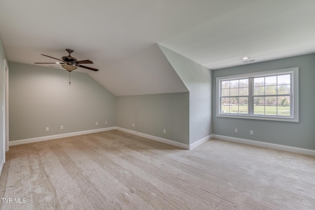 798 Hamilton Rd, Blountville, TN 37617 - bonus room featuring baseboards, light colored carpet, ceiling fan, and lofted ceiling