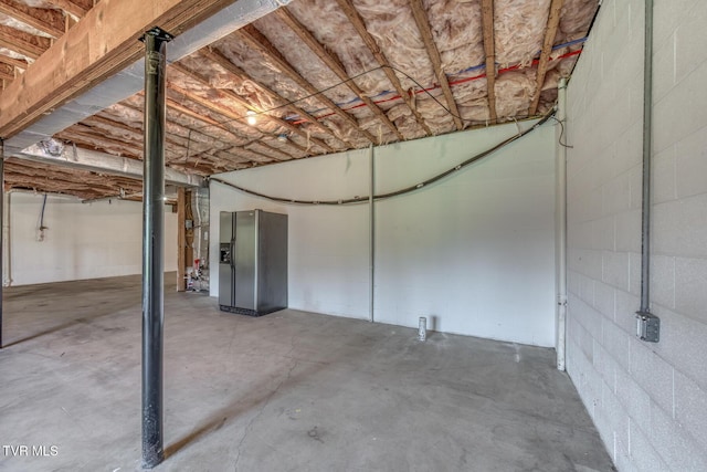 798 Hamilton Rd, Blountville, TN 37617 - basement with stainless steel refrigerator with ice dispenser and concrete block wall