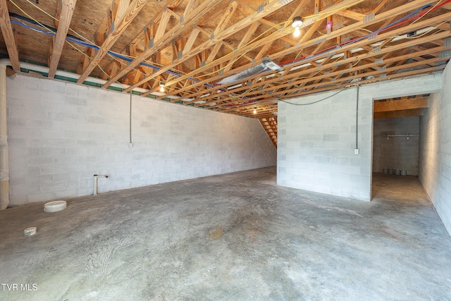 view of unfinished below grade area