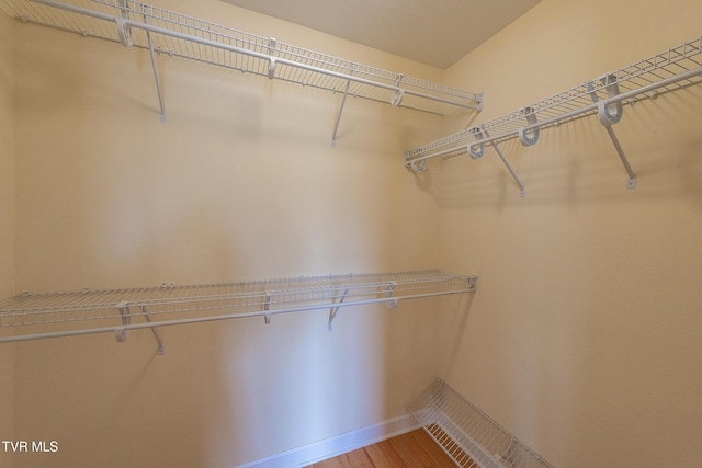 spacious closet featuring light wood-type flooring