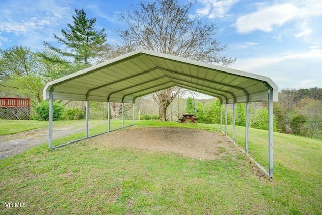 view of car parking featuring a carport