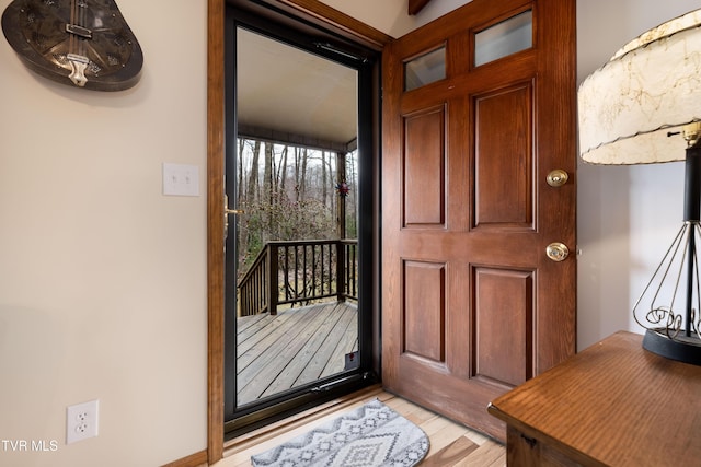 entryway featuring light wood finished floors
