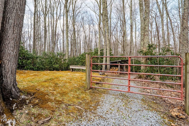 exterior space featuring a gate
