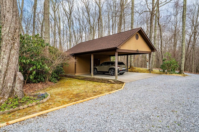 view of car parking featuring driveway and an attached carport