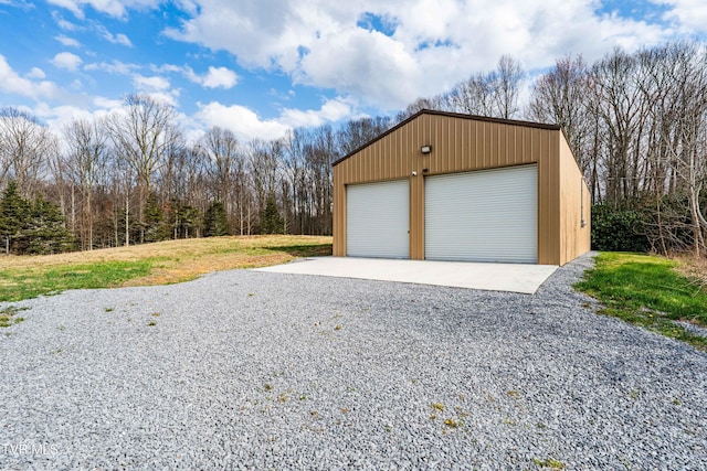 view of detached garage